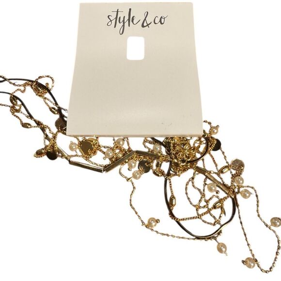 Style & Co Gold and Silver Layered Necklace - Picture 3 of 4